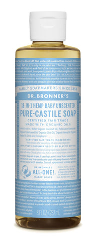 Dr. Bronner's 18-In-1 Hemp Baby Unsented Pure Castile Soap (8oz)