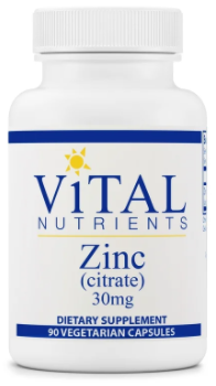Vital Nutrients Zinc Citrate 30mg (90 vegan capsules)
